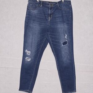 Mossimo High Rise Jegging Women 16/33R Blue Distressed Power Stretch denim jeans